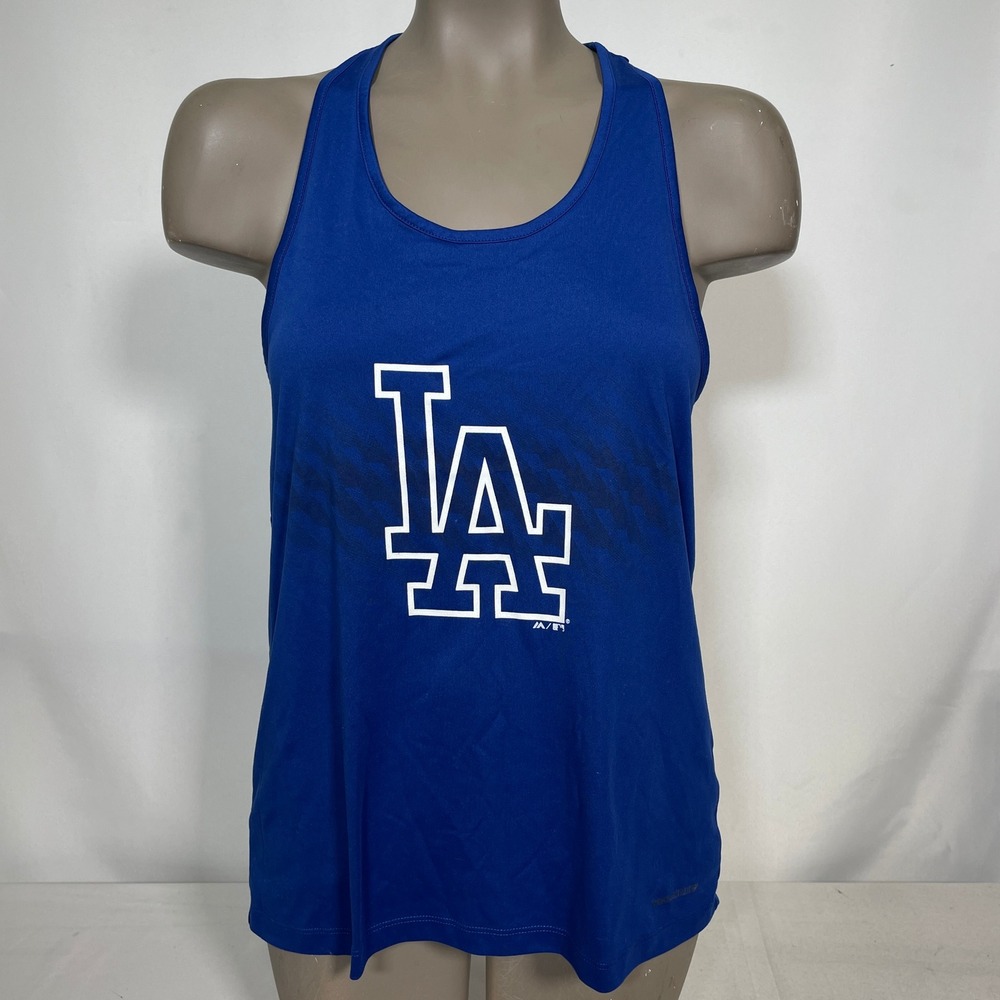 Los Angeles Dodgers MLB Majestic Cool Base Blue Racerback Tank Top Women's LARGE